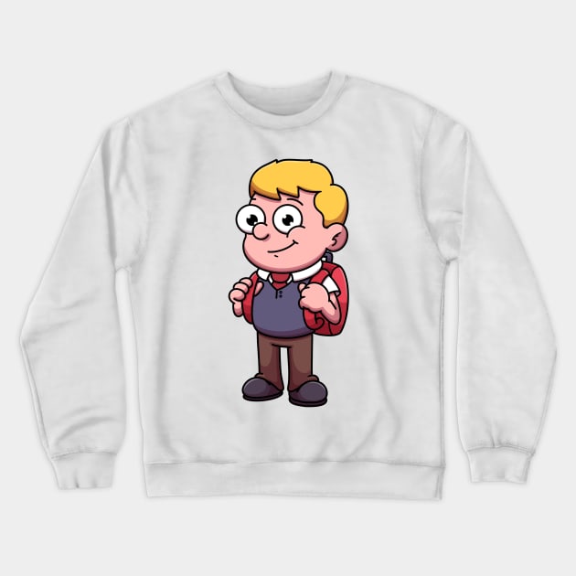Boy In School Outfit Cartoon Crewneck Sweatshirt by TheMaskedTooner